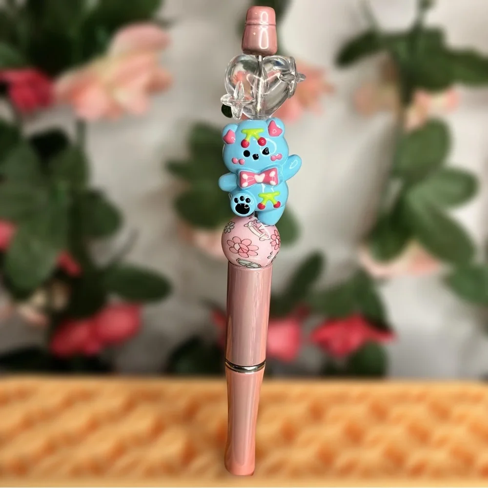 Cute Handpainted Bear Retro Bead Handmade Beaded Pen Kawaii Vibes